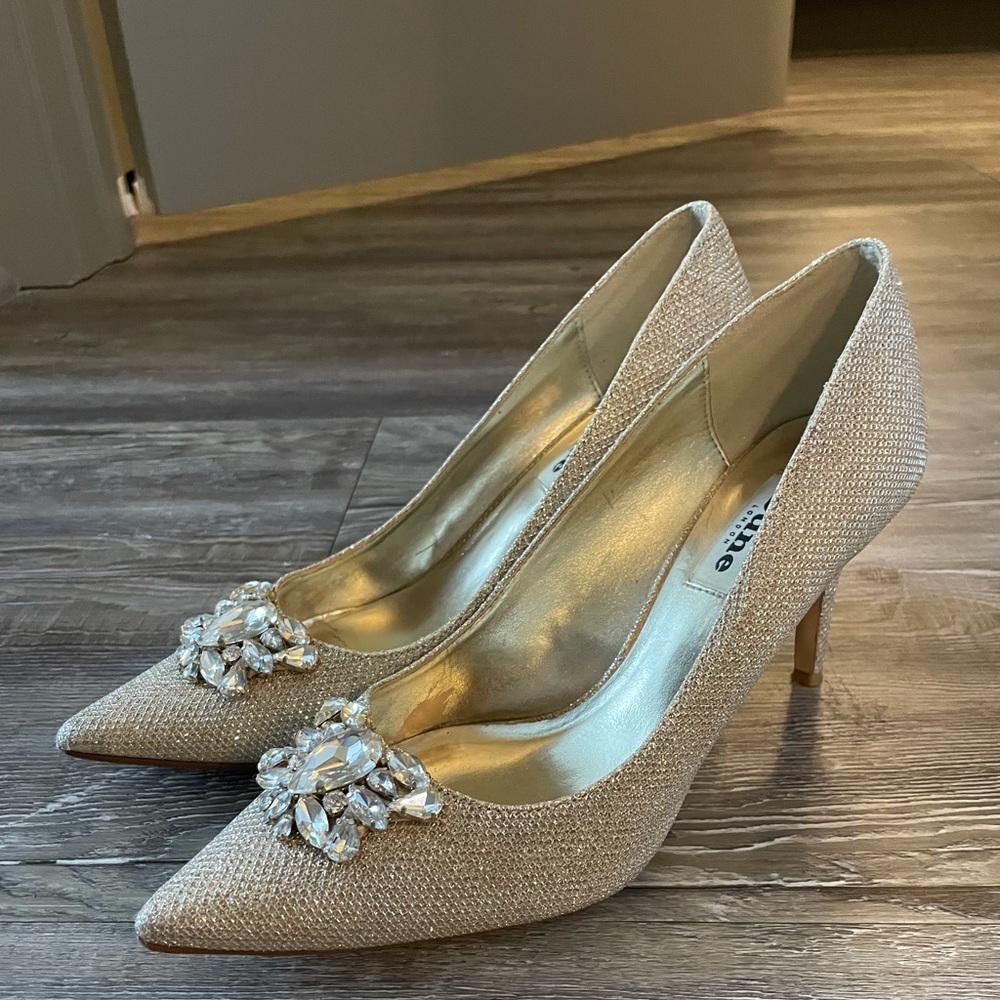 Dune Golden Shiny Heels
